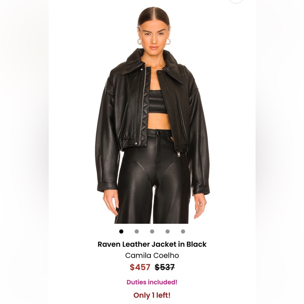Camila Coelho REVOLVE Raven Black Leather Jacket